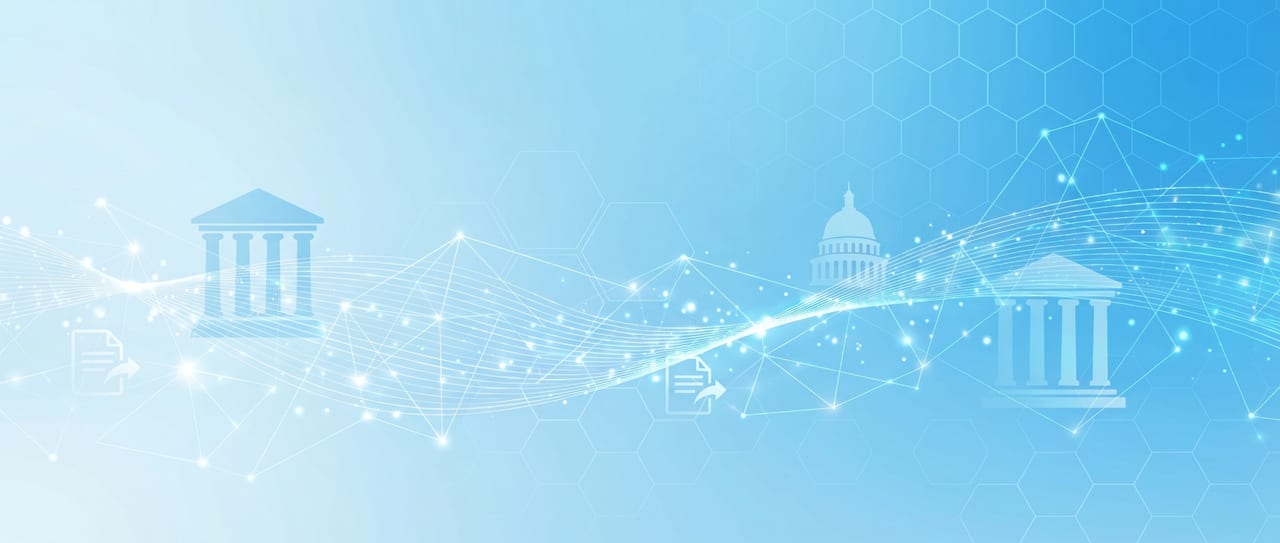 Rede digital conectando órgãos públicos e documentos de licitação